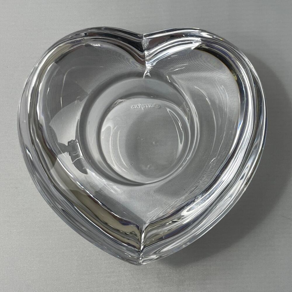 Orrefors Amour‎ Crystal Heart Candle Holder circa 1988 Signed